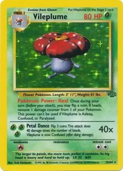 VILEPLUME 15/64 JUNGLE UNLIMITED POKEMON (HOLO RARE, LP) - Image 1