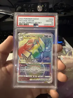Pokemon TCG Lugia VSTAR 202/195 Secret rare rainbow PSA 10 - Image 1