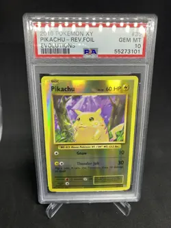 2016 Pokemon XY Evolutions Reverse Foil Holo Pikachu #35 Rare PSA 10 - Image 1