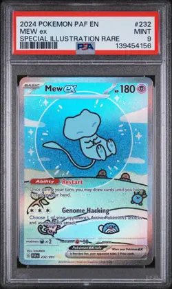 2024 POKEMON PAF EN-PALDEAN FATES SPECIAL ILLUSTRATION RARE #232 MEW EX PSA 9 - Image 1