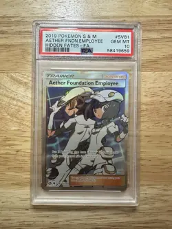 2019 Pokemon S&M Aether Foundation Employee Hidden Fates FA PSA 10 - Image 1