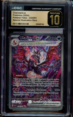 CGC 10 Pristine - Charizard ex 234/091 SV: Paldean Fates Holo Pokemon - Image 1