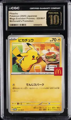 2025 POKEMON JPN MEGA EVOLUTION MCDONALDS PROMO #020/M-P PIKACHU CGC 10 PRISTINE - Image 1