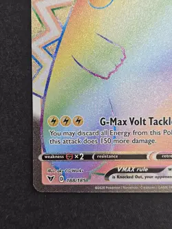 Pokemon TCG Pikachu Vmax Rainbow Rare 188/185 Vivid Voltage Secret Rare - Image 3