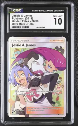CGC 10 Jessie & James 2019 Hidden Fates 68/68 Ultra Rare Holo Pokemon Card - Image 1