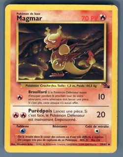 Pokemon Magmar #39/62 French Uncommon Fossil Card Unlimited Moderate Play - Image 1