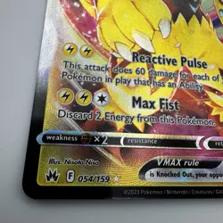 Pokemon TCG Zeraora VMAX 054/159 SWSH Crown Zenith Card Full Art Near Mint - Image 2
