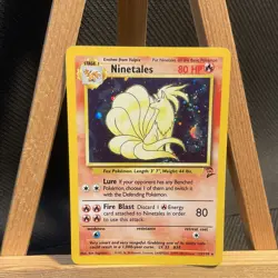 Ninetales - 13/130 Pokemon Base Set 2 Holo Rare Card -HALF SWIRL UNDER TAIL-LP - Image 1