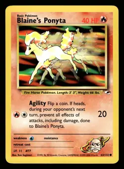 Pokemon Blaine's Ponyta 63/132 Gym Heroes Card - Image 1