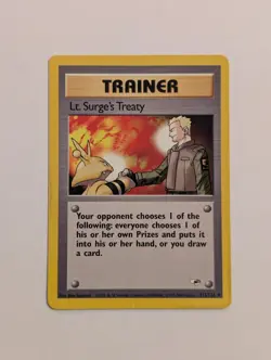 Lt. Surge’s Treaty 112/132 - Vtg Pokemon Trainer Card - Nintendo 1999-2000 WOTC - Image 1
