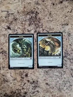 2x MTG Wurm/Goat Double-sided Token MTG Commander 2014 #32 & 33 Wurmcoil Engine - Image 1