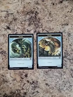 2x MTG Wurm/Goat Double-sided Token MTG Commander 2014 #32 & 33 Wurmcoil Engine - Image 2
