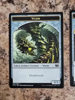 2x MTG Wurm/Goat Double-sided Token MTG Commander 2014 #32 & 33 Wurmcoil Engine - Image 3