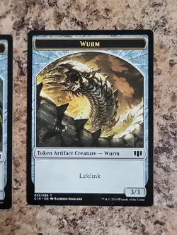 2x MTG Wurm/Goat Double-sided Token MTG Commander 2014 #32 & 33 Wurmcoil Engine - Image 4