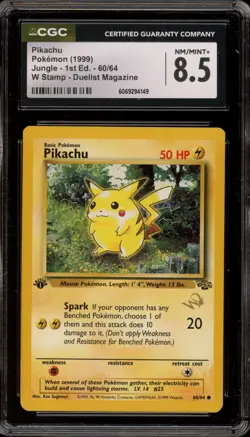 Pokemon Pikachu Jungle 1st Edition Wizards Stamp Duelist Magazine #60 CGC 8.5 - Image 1