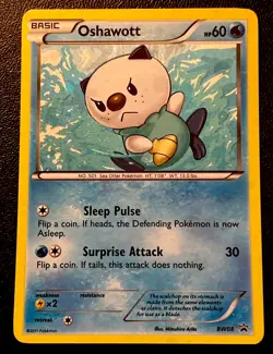 Oshawott BW08 LP Cosmos Holo Half Swirl Cool Foil Bleed Black Star Pokemon Promo - Image 1
