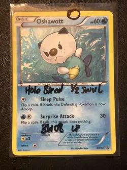Oshawott BW08 LP Cosmos Holo Half Swirl Cool Foil Bleed Black Star Pokemon Promo - Image 5