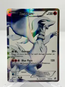 2011 POKEMON BLACK AND WHITE RESHIRAM FULL ART 113/114 MP+ - Image 1
