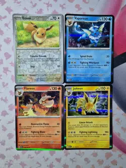 Pokemon Card 151 Vaporeon Flareon Jolteon Eevee Holo & Reverse Evolution Line - Image 1