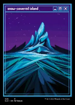 MTG Secret Lair Pixel JPG Foil NM Snow-Covered Island - Image 1