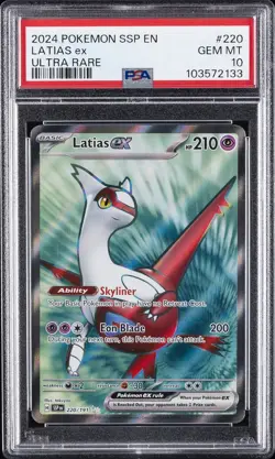 2024 POKEMON SSP EN-SURGING SPARKS ULTRA RARE #220 LATIAS EX PSA 10 - Image 1