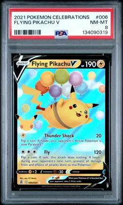 2021 POKEMON CELEBRATIONS #006 FLYING PIKACHU V PSA 8 - Image 1