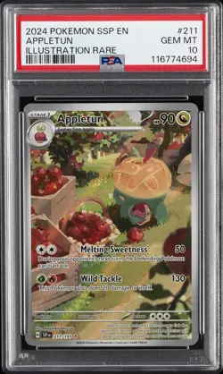 2024 POKEMON SSP EN-SURGING SPARKS ILLUSTRATION RARE #211 APPLETUN PSA 10 - Image 1
