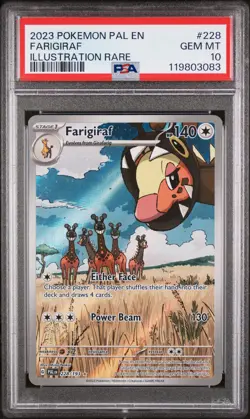 2023 POKEMON PAL EN-PALDEA EVOLVED ILLUSTRATION RARE #228 FARIGIRAF PSA 10 - Image 1