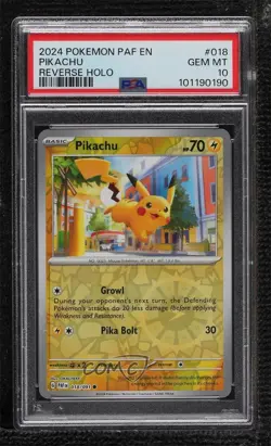 Pikachu Reverse Foil Pokemon Scarlet & Violet Paldean Fates PAF PSA 10 GEM MT - Image 1