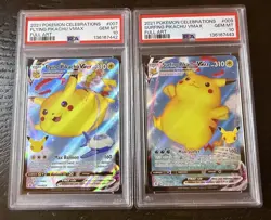 Pokemon Celebrations Flying & Surfing Pikachu VMAX 007 009 PSA 10 Sequential - Image 1