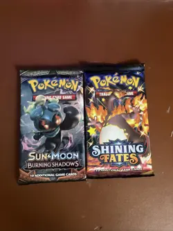 Lot of 1 Shining Fates and 1 Burning Shadows Loose Booster packs Pokemon TCG - Image 1