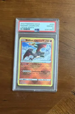 2023 Pokemon Crown Zenith Radiant Charizard 020/159 PSA 10 Gem Mint!! - Image 1