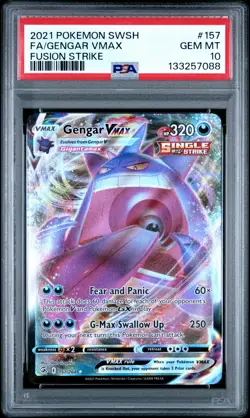 2021 Pokemon Sword & Shield Fusion Strike #157 Gengar Vmax PSA 10 - Image 1