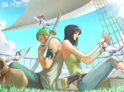 Anime one piece nico robin roronoa zoro birds animals Custom Gaming Mat Desk - Image 1