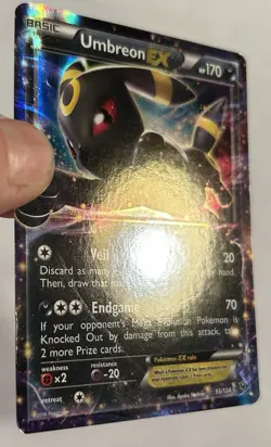 Umbreon EX 55/124 Fates Cld LP 2016 HP170 Basic Ultra Rare Holo Pokemon Card - Image 3