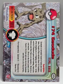 #74 Geodude 1999 Topps Chrome Pokemon Card Series 1 Blue Logo - NM - US Seller - Image 2