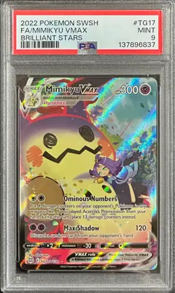 Pokemon TCG Sword & Shield Brilliant Stars Mimikyu VMAX TG17/TG30 PSA 9 Nintendo - Image 1