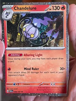 POKEMON CHANDELURE 038/167 RARE COSMOS HOLO WITH SWIRL TWILIGHT MASQUERADE NM - Image 1