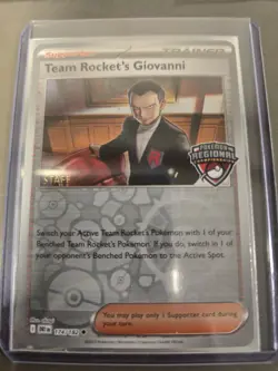 Team Rocket's Giovanni 174/182 - STAFF Stamped Regional Promo Pokemon - Image 1