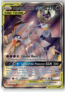 Solgaleo & Lunala-GX ⭐ 216/236 Holo Rare Ultra Cosmic Eclipse 2019 Pokemon NM - Image 1