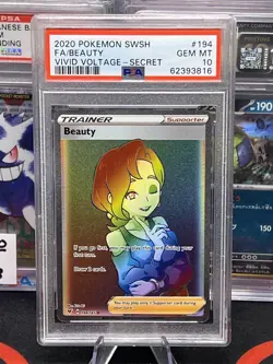 PSA 10 2020 POKEMON #194 FULL ART BEAUTY VIVID VOLTAGE SECRET RARE - Image 1