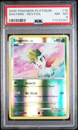 Pokemon PSA 8 Shaymin 15/127 Reverse Holo Rare Platinum Base - Image 1
