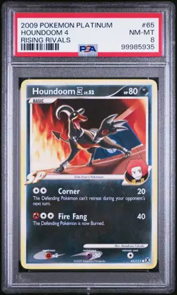 2009 POKEMON PLATINUM RISING RIVALS #65 HOUNDOOM 4 PSA 8 - Image 1