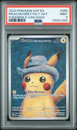 PSA 9 Van Gogh Pikachu with Grey Felt Hat SVP EN #085 Promo Pokemon - Image 2