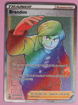 Pokemon Cards Brandon 203/195 Rainbow Secret Rare Silver Tempest NM NP - Image 1