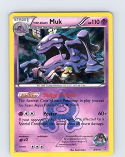 Pokemon TCG Team Aqua's Muk XY Double Crisis 8/34 Holo Rare Card Played LP - Image 1