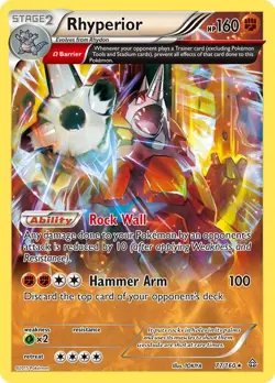 Rhyperior (Omega) Holo 77/160 Reverse Holo Rare XY - Primal Clash Pokemon Card - Image 1