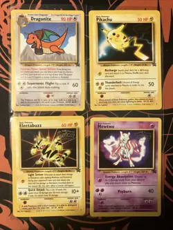 Pokemon The First Movie promo cards Pikachu, Mewtwo, Dragonite, Electabuzz LP/NM - Image 1