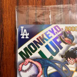 DODGERS ONE PIECE COLLAB PROMO CARD MONKEY D. LUFFY 7/03/25 SEALED BEAUTIFUL! - Image 2