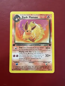 Dark Flareon 35/82 1st Edition Team Rocket Pokemon Card LP No Creases - Image 1
